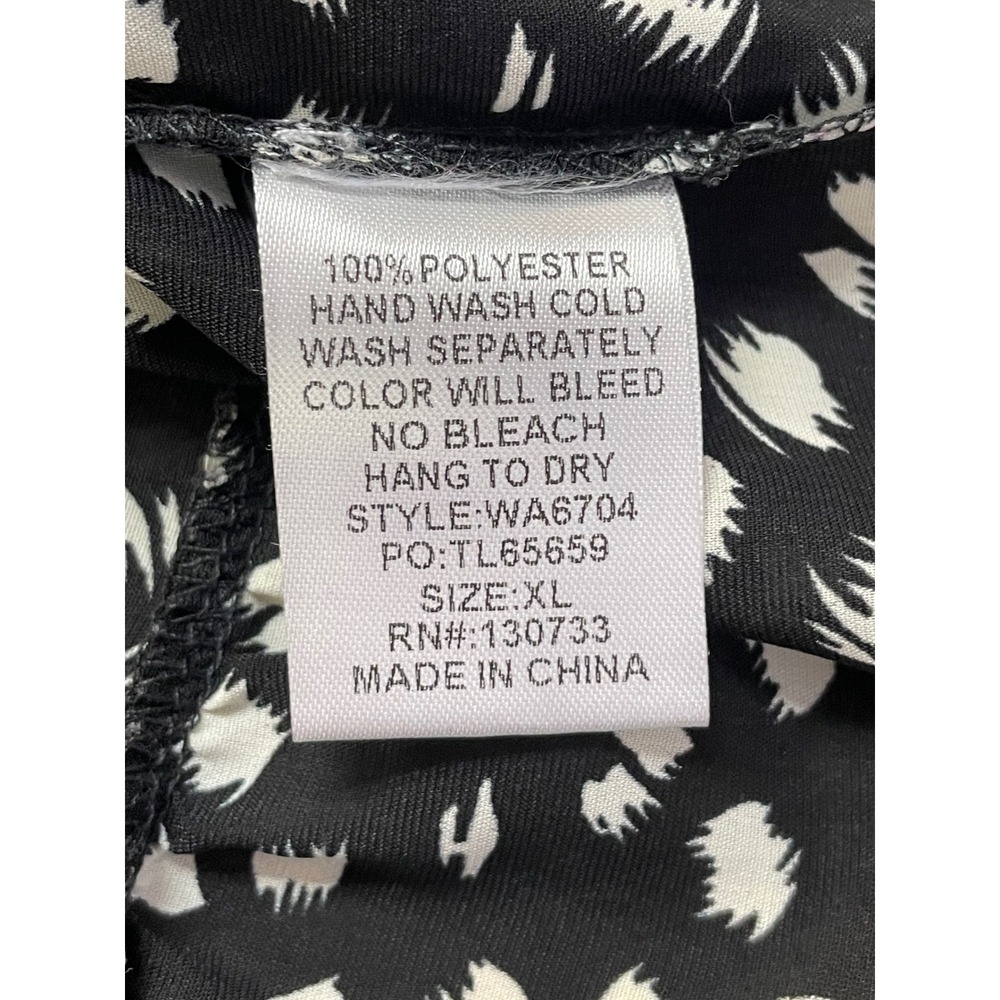 Umgee Tiered Mini Dress Black White‎ Print Long Sleeve Casual XL - Picture 2 of 5